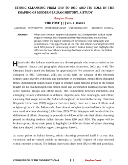 ETHNIC CLEANSING FROM 1910 TO 1930 AND ITS ROLE IN THE