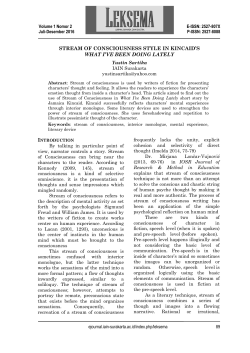 STREAM OF CONSCIOUSNESS STYLE IN KINCAID`S WHAT I`VE