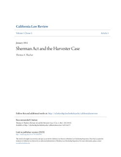 Sherman Act and the Harvester Case
