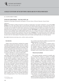a half century of scientific research in field hockey