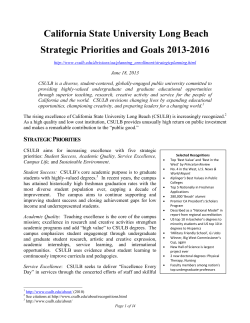 CSULB Strategic Priorities and Goals 2013-2016