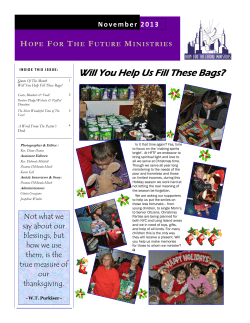 November 2013 Newsletter - Hope for the Future Ministries