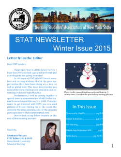STAT Newsletter: Winter 2015 - Nursing Students` Association of