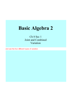 Ch. 8 Sec. 1 Joint and Combined Variation