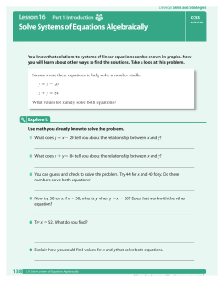 Solve Systems of Equations Algebraically