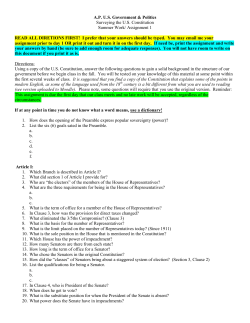 Summer Work Constitution Assignment