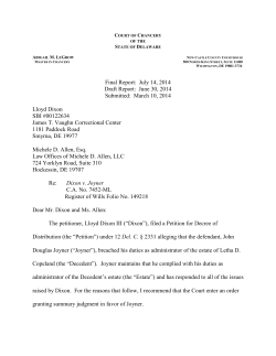 Dixon v. Joyner C.A. No. 7452
