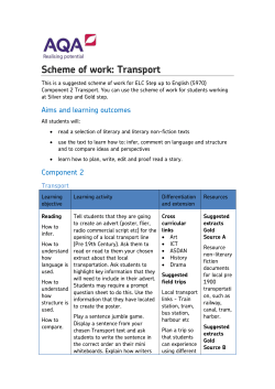 ELC English Scheme of work Component 2 Transport