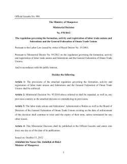 Official Gazette No. 988 The Ministry of Manpower Ministerial