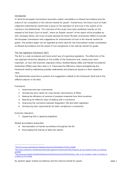 NL position paper market surveillance and the
