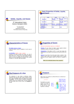 Solids, Liquids, and Gases Characteristics of Gases Properties of