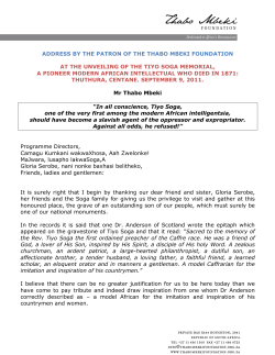 Thabo Mbeki`s comments: The unveiling of the Tiyo Soga