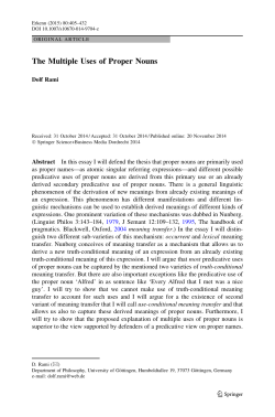 The Multiple Uses of Proper Nouns | SpringerLink