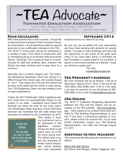 TEA President`s Schedule CBA Online Greetings to New Members