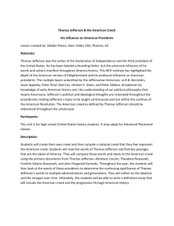 Creed - Thomas Jefferson Personality Character and Public Life