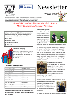 Newsletter - Arrowfield Veterinary Practice