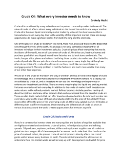 Crude Oil: What every investor needs to know