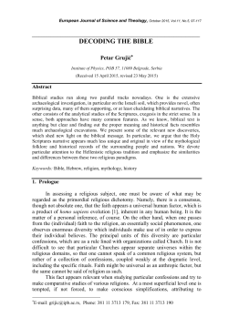 Decoding the Bible - European Journal of Science and Theology