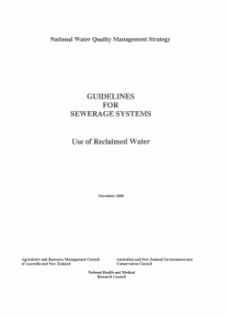Australian guidelines for sewerage systems: Use of reclaimed water