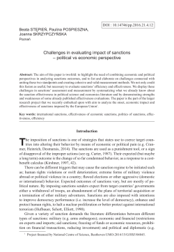 Challenges in evaluating impact of sanctions &ndash; political vs economic