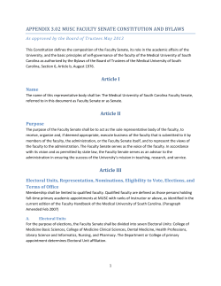 APPENDIX 3.02 MUSC FACULTY SENATE CONSTITUTION AND
