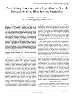 Post-Editing Error Correction Algorithm For Speech Recognition