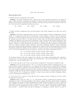 Math 594. Solutions 4 Book problems &sect;4.5: 6. Exhibit all Sylow 3