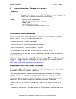 5. Journal Voucher &ndash; General Information Overview Purposes of