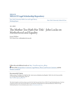 The Mother Too Hath Her Title` - John Locke on Motherhood and
