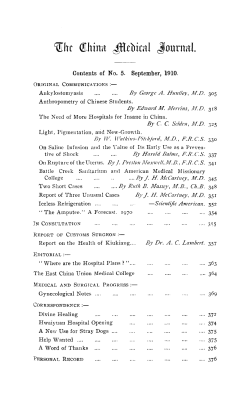 Contents of No. 5. September, 1910. .......................................363 ..........