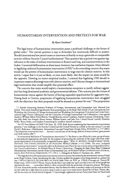 Humanitarian Intervention and Pretexts for War