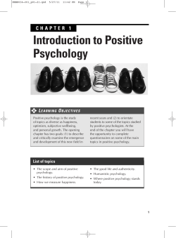 CHAPTER 1 Introduction to Positive Psychology