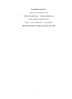 1 Prepositional Numerals Norbert Corver and Joost Zwarts Norbert