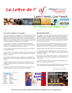 La Lettre de l - Alliance Fran&ccedil;aise of Greenwich