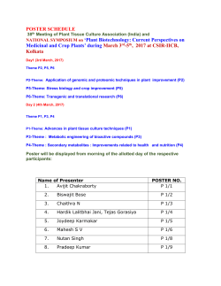 Poster Schedule - PTCA