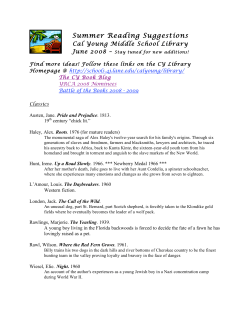Summer Reading Suggestions