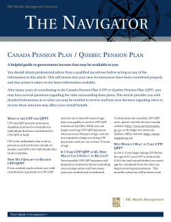 The Navigator - Canada Pension Plan, Quebec Pension Plan