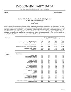 Cost of Milk Production per Hundredweight Equivalent in Milk Sold