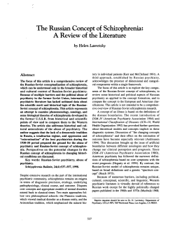 The Russian Concept of Schizophrenia: A