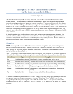 Descriptions of PRISM Spatial Climate Datasets for the