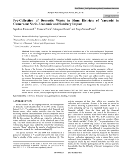Pre-Collection of Domestic Waste in Slum Districts of Yaound&eacute; in