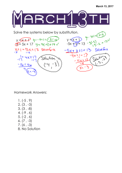 Solve the systems below by substitution. y = x + 1 y = 5x + 17 y = x +