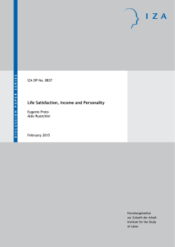 Life Satisfaction, Income and Personality