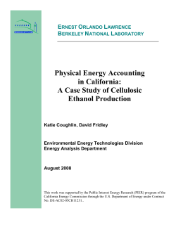 Physical Energy Accounting in California: A Case Study of Cellulosic