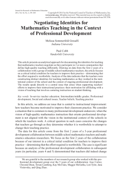 Negotiating Identities for Mathematics Teaching