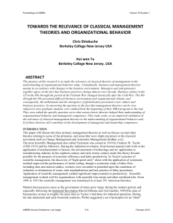 TOWARDS THE RELEVANCE OF CLASSICAL MANAGEMENT