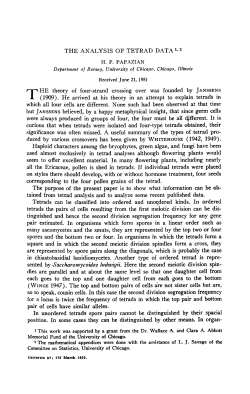 THE ANALYSIS OF TETRAD DATA 1* HE theory of four