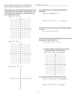 Honors Advanced Algebra S2 - Tamalpais Union High School District