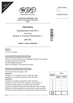 Chemistry Assessment Unit AS 3