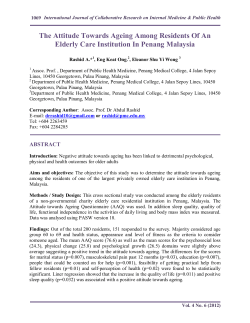 The Attitude Towards Ageing Among Residents Of An Elderly Care